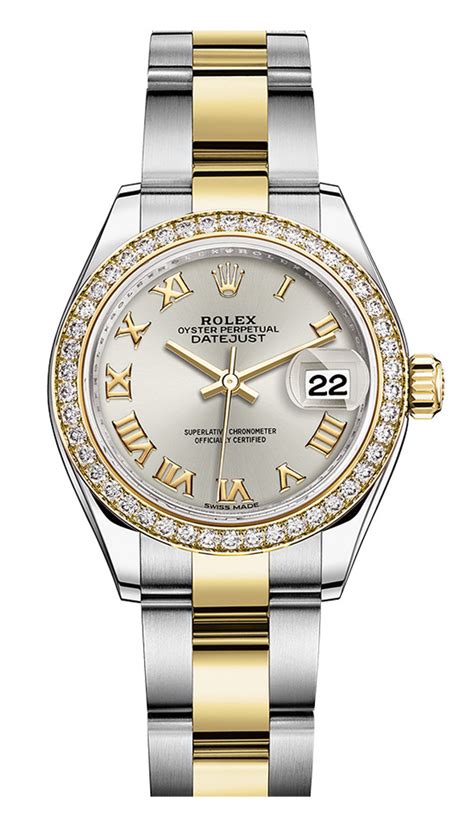 ladies rolex two-tone 14k ss datejust white mop diamond|lady Datejust 28mm.